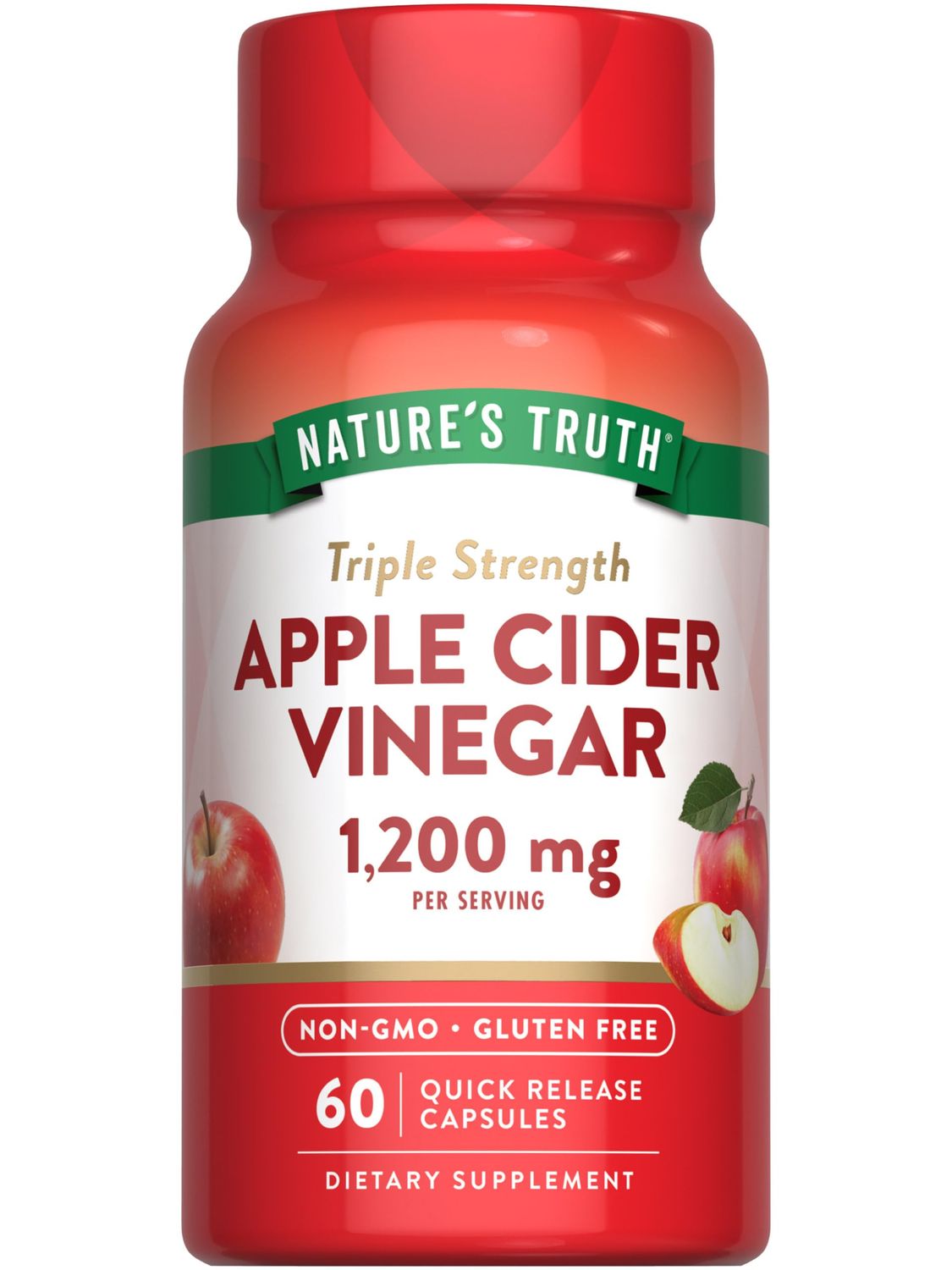 Nature&#39;s Truth Apple Cider Vinegar Capsules | 1200mg | Quick Release Pills | Non-GMO &amp; Gluten Free Supplement