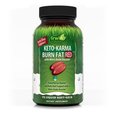 Irwin Naturals Keto-Karma Burn Fat RED - 72 Liquid Soft-Gels, Powerful Fat Burner &amp; Keto Diet Support - With Nitric Oxide Booster - 24 Total Servings