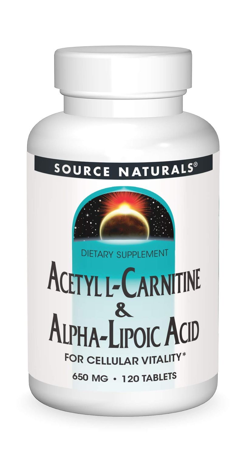 Source Naturals Acetyl L-Carnitine &amp; Alpha-Lipoic Acid 650mg - 120 Tablets
