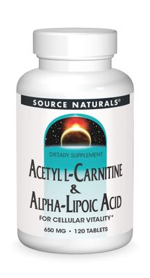 Source Naturals Acetyl L-Carnitine &amp; Alpha-Lipoic Acid 650mg - 120 Tablets