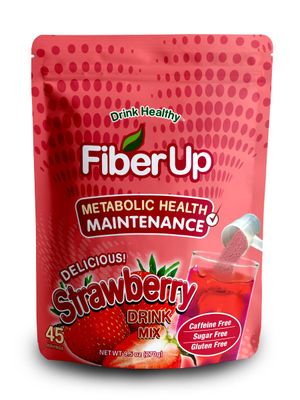 FIBER UP, Delicious Prebiotic Soluble Fiber Supplement, Strawberry, 48 Servings.