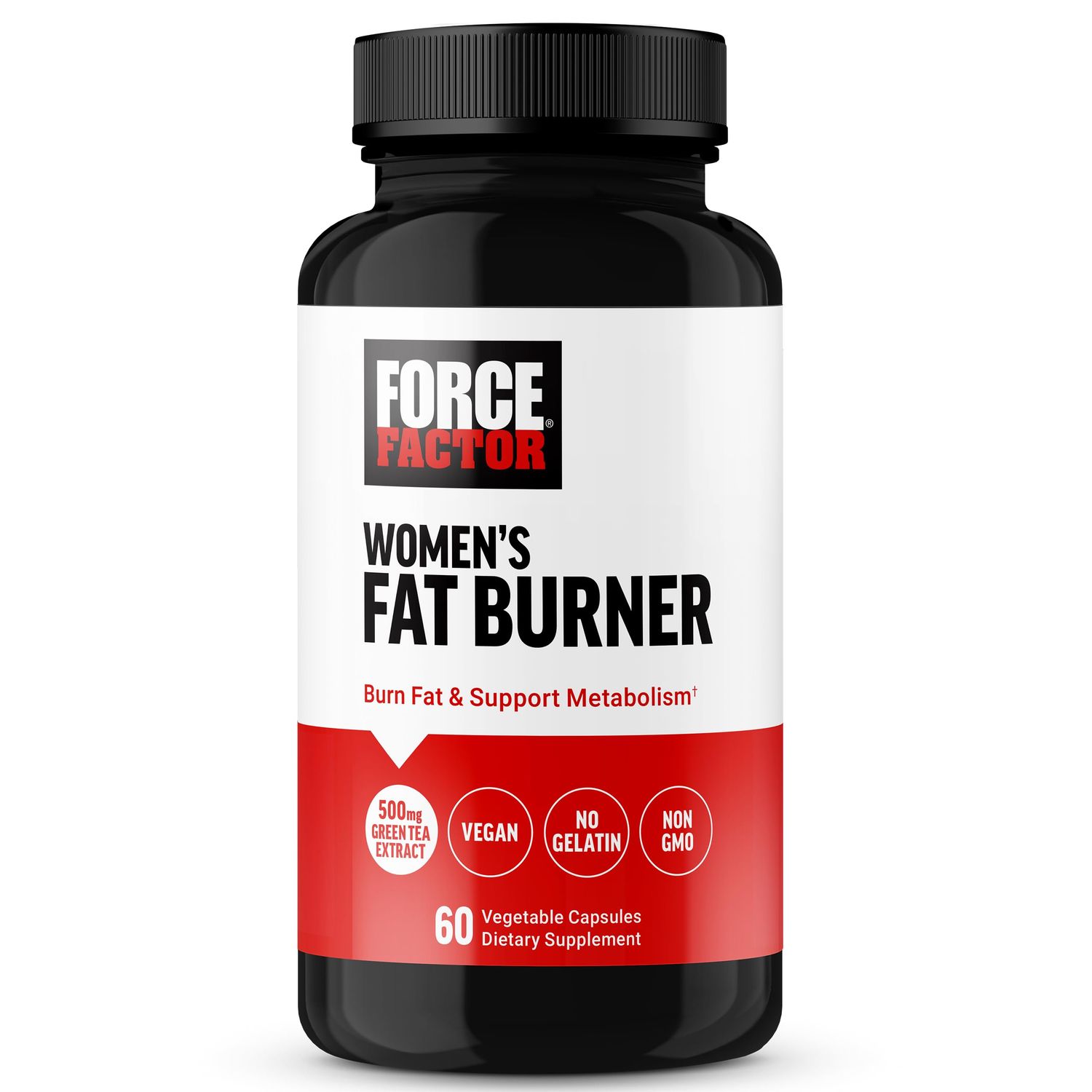 FORCE FACTOR Womens Fat Burner, Metabolism Booster, and Weight-Loss Supplement Support, Green Tea Fat Burner Weight-Loss Pills to Help with Energy, Diet, and Exercise, Vegan, Non-GMO, 60 Capsules