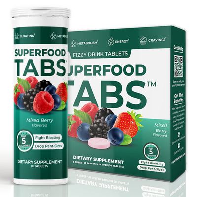 Superfoods Company Superfood Tabs - Detox Cleanse Drink - Nutrition Supplement for Women &amp; Men - Support Healthy Weight, Digestive Health, Cravings &amp; Bloating Relief - Mixed Berry Flavor [30 Tablets]