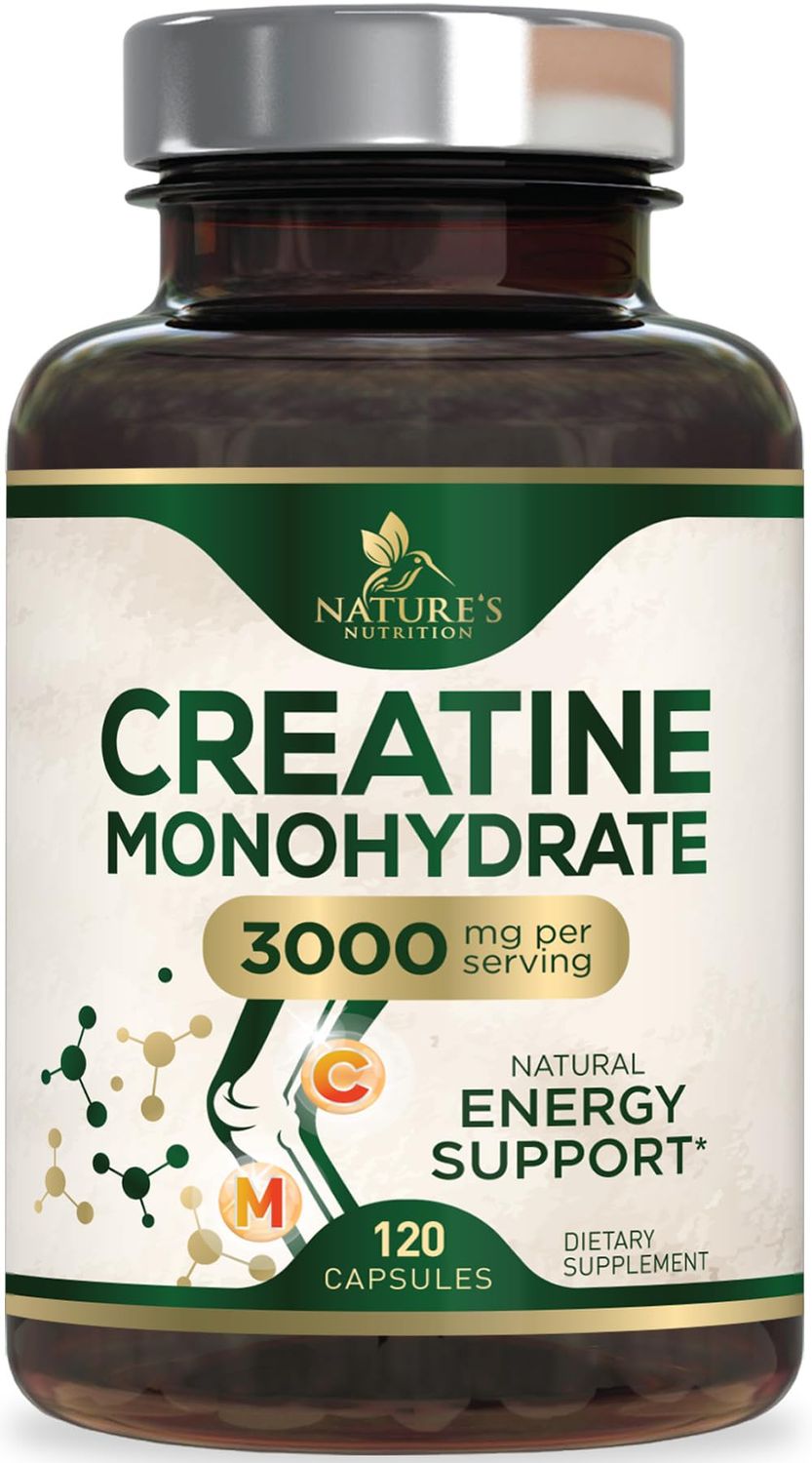 Creatine Monohydrate Capsules 3,000mg Micronized Creatine Supplement Support for Lean Muscle Strength &amp; Endurance, Creatine Pills for Women &amp; Men, Unflavored Tablets Non-GMO Gluten Free - 120 Capsules