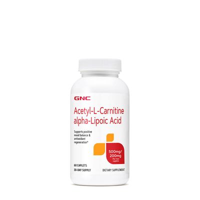 GNC Acetyl-L-Carnitine Alpha-Lipoic Acid 500mg / 200mg | Supports Positive Mood Balance | 60 Count