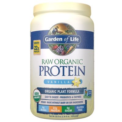 Garden of Life Raw Organic Protein Vanilla Powder, 20 Servings - Certified Vegan, Gluten Free, Organic, Non-GMO, Plant Based Sugar Free Protein Shake with Probiotics &amp; Enzymes, 4g BCAAs, 22g Protein