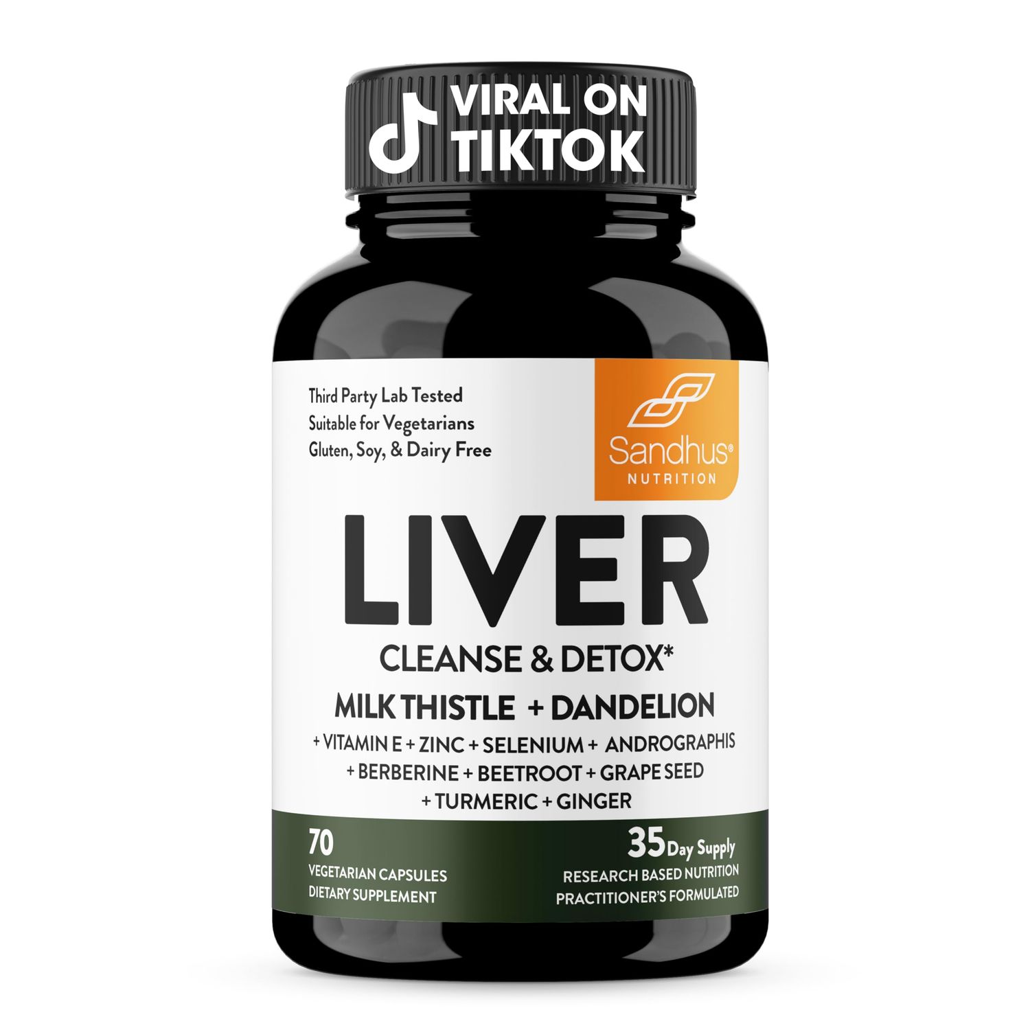 Sandhu&#39;s Liver Renew Cleanse Detox, Repair &amp; Support |70 Capsules| 1 Month+ Supply (Pack of 1)| Herbal Supplement for Liver Health| Milk Thistle Dandelion Root with 9 Minerals