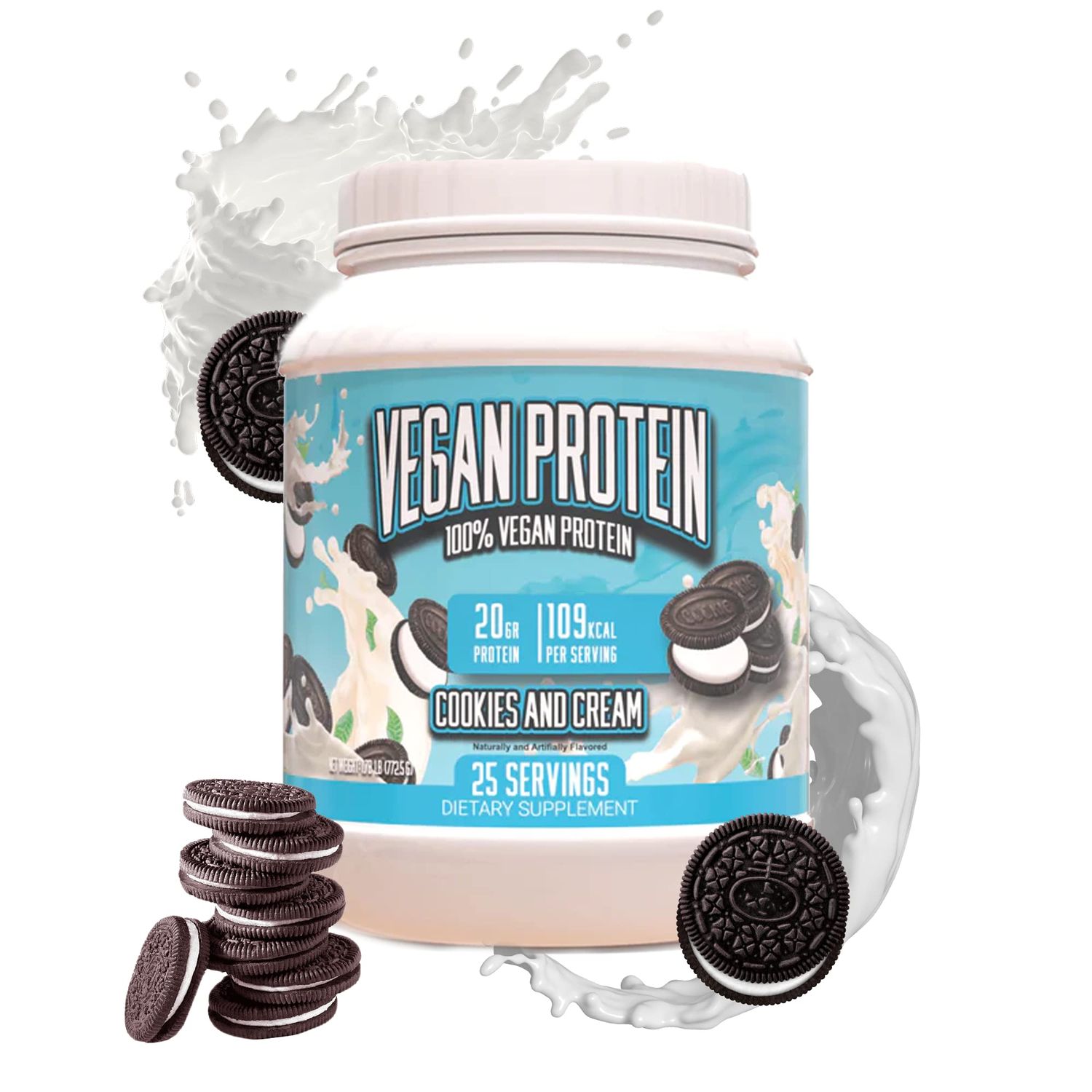 Huge Supplements Vegan Protein Powder - Cookies &amp; Cream - Superior Plant-Based Protein Powder, 20g Protein Per Serving