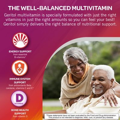 Geritol, Multivitamin Supplement, Contains B-Vitamins, Antioxidants, Vitamins C, E &amp; D and Iron, 26 Essential Vitamins and Minerals, Gluten-Free, Non-GMO, No Artificial Sweeteners, 40 Tablets