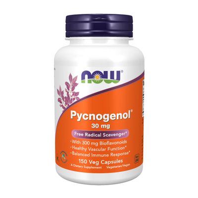 NOW Foods Supplements, Pycnogenol 30 mg (a Unique Combination of Proanthocyanidins from French Maritime Pine) with 300 mg Bioflavonoids, 150 Veg Capsules
