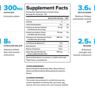 LEGION Pulse Pre Workout Supplement - All Natural Nitric Oxide Preworkout Drink to Boost Energy, Creatine Free, Naturally Sweetened, Beta Alanine, Citrulline, Alpha GPC (Caffeine Free Blue Razz)
