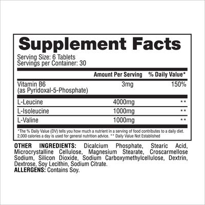 Gaspari Nutrition, BCAA 6000, Branch Chained Amino Acid Tablets, Decrease Muscle Soreness and Fatigue, Optimize Aerobic and Anaerobic Sports Performance (30 Servings)