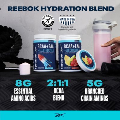 Reebok ReeCover BCAA + EAA + Electrolytes | 8g EAAs, 5g BCAAs, Hydration Matrix | Muscle Recovery, Strength | Post-Workout Support | 30 Servings | Rocket Moon Pop