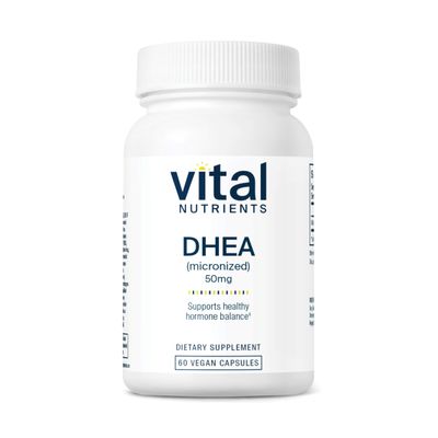 Vital Nutrients DHEA 50mg | Vegan Micronized DHEA Supplement for Women &amp; Men| Supports Hormone Balance | Supports Healthy Metabolism of Sugar &amp; Minerals | Gluten, Dairy, Soy Free | 60 Capsules