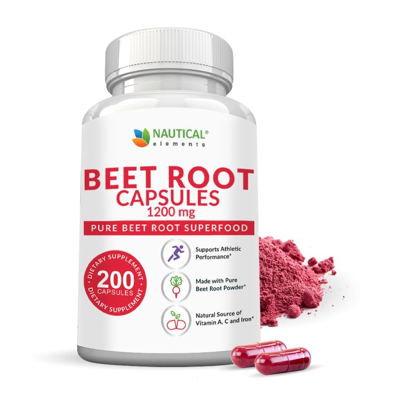 Beet Root Capsules - 1200mg Per Serving - 200 Beet Root Powder Capsules - Beetroot Powder Supports Blood Pressure, Athletic Performance, Digestive, Immune System (Pure, Non-GMO &amp; Gluten Free