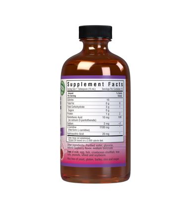 Bluebonnet Liquid L-Carnitine 1100 mg, Raspberry, 8 Fluid Ounce