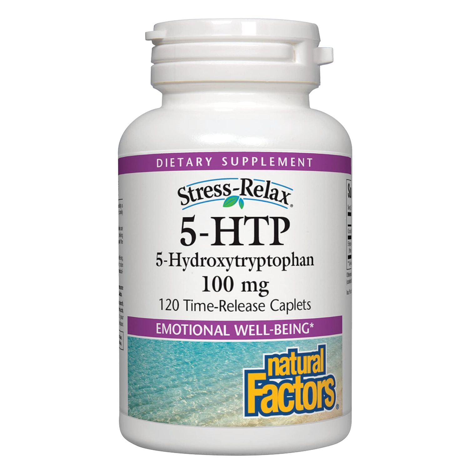 Natural Factors, Stress-Relax 5-HTP 100 mg, Pharmaceutical-Grade Supplement, Supports Sleep &amp; Emotional Well-Being, 120 Count (Pack of 1)