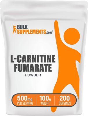 BulkSupplements.com L-Carnitine Fumarate Powder - Carnitine Supplement, Carnitine Powder, L-Carnitine 500mg - Gluten Free, 500mg per Serving, Gluten Free, 100g (3.5 oz) (Pack of 1)