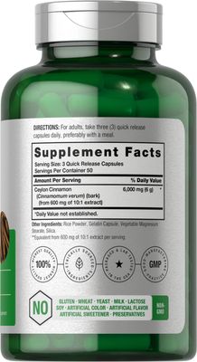 Horbaach Ceylon Cinnamon Capsules | 6000 mg | 150 Count | Non-GMO &amp; Gluten Free Supplement