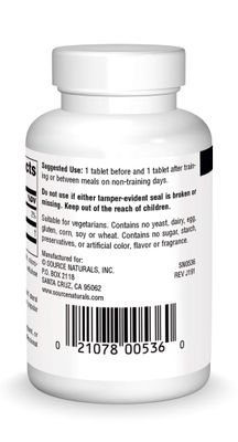 Source Naturals Gamma Oryzanol, Athletic Series Dietary Supplement SUitable for Vegetarians, 60 MG - 200 Tablets