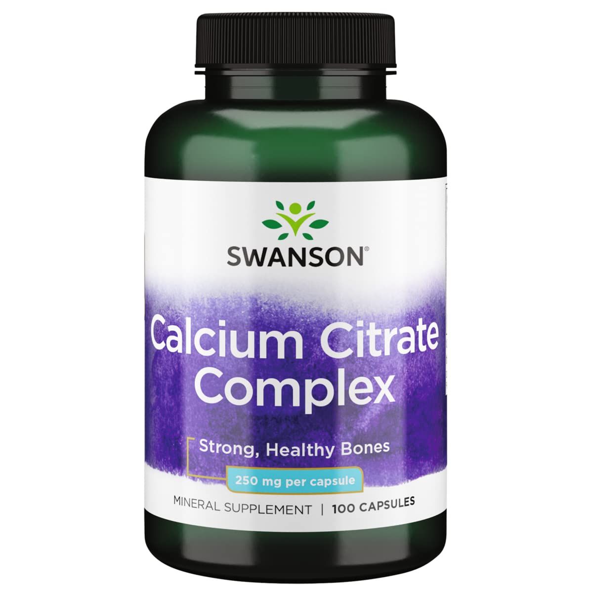 Swanson Calcium Citrate Complex Bone Muscle Nerve Health Blood Pressure Support Mineral Supplement 250 mg Calcium (from Citrate &amp; Carbonate) 100 Capsules