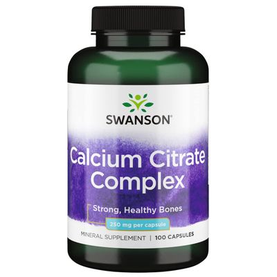 Swanson Calcium Citrate Complex Bone Muscle Nerve Health Blood Pressure Support Mineral Supplement 250 mg Calcium (from Citrate &amp; Carbonate) 100 Capsules
