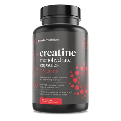 Smarter Nutrition Creatine Pills with 2500mg (2.5g) Creatine Monohydrate Per Serving, Vegan Creatine Capsules - Pre Workout Support for Muscles, Strength and Endurance - 60 Capsules[1-Month Supply]