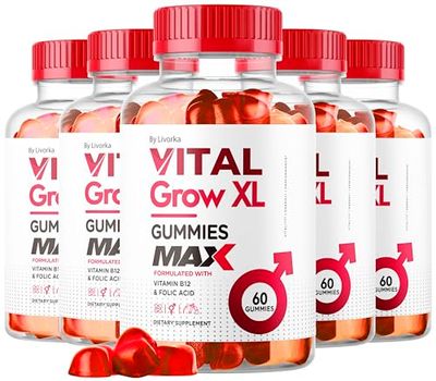 (5 Pack) Vital Grow XL Male Gummies - Men&#39;s Performance Gummies 1050MG Vital GrowXL Blend, Vital Growth Gummy Advanced Gomitas Formula, 300 Gummies for 5 Months