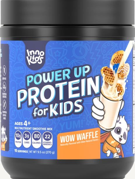 InnoSupps Power Up Protein for Kids Wow Waffle Flavor: Delicious Whey Nutrition, Parent-Approved, No Artificial Additives.