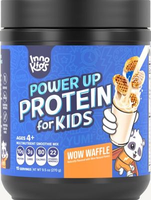 InnoSupps Power Up Protein for Kids Wow Waffle Flavor: Delicious Whey Nutrition, Parent-Approved, No Artificial Additives.