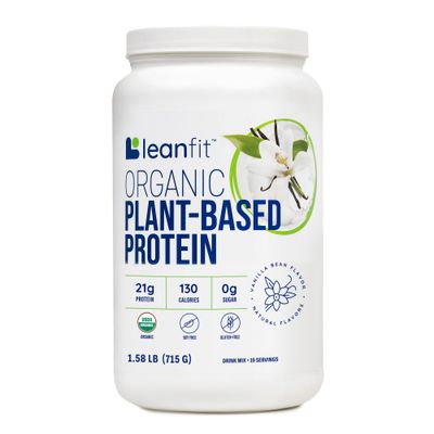 LeanFit Organic Plant-Based Protein Powder, Natural Vanilla Flavor - Vegan, USDA Organic Certified, Soy-Free, Gluten-Free, Dairy-Free, Sugar-Free, Non-GMO - 21g Protein, 19 Servings, 1.58 Pound Tub