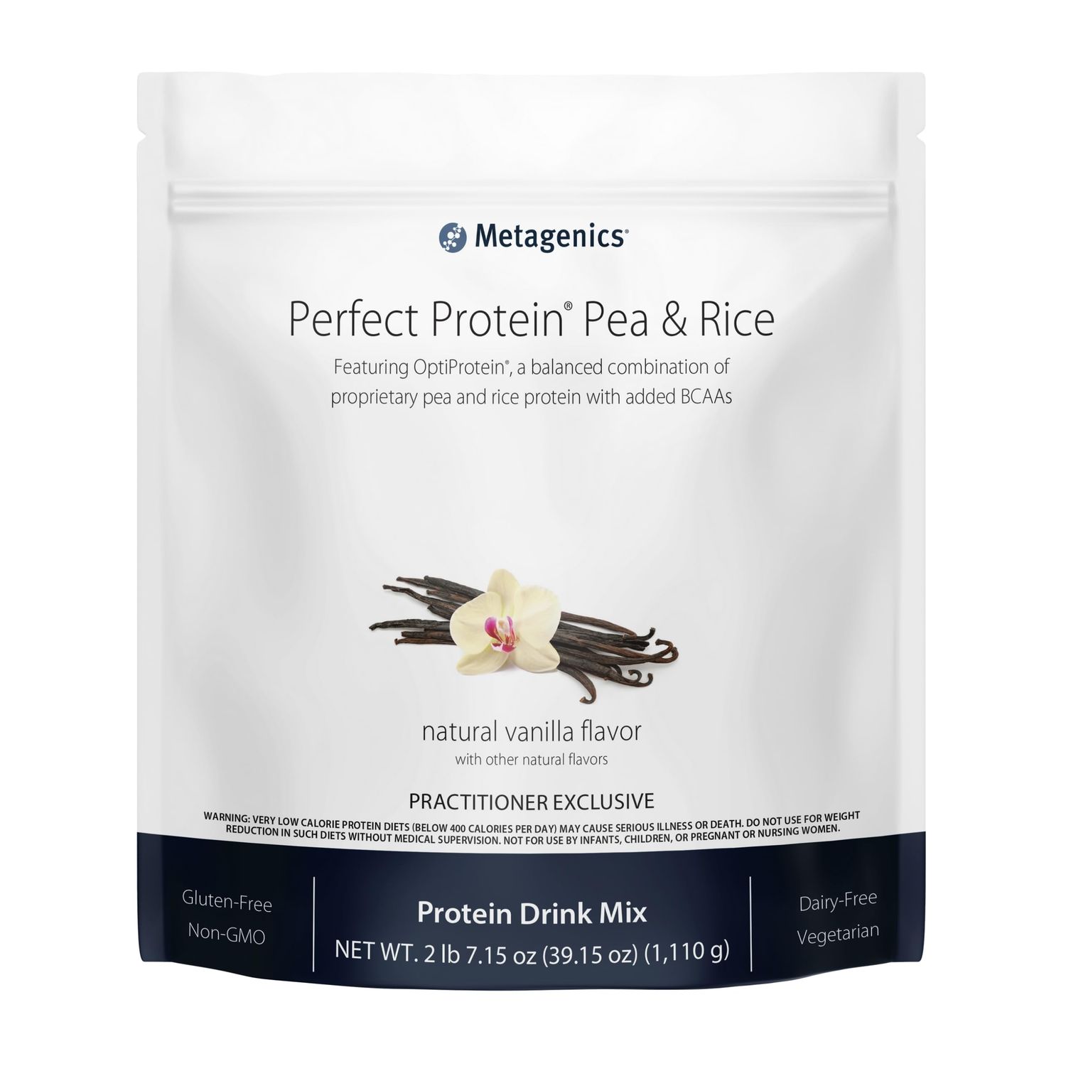 Metagenics Perfect Protein Pea &amp; Rice - Featuring OptiProtein, a Balanced Combination of Proprietary Pea and Rice Protein with Added BCAAs - Vanilla Flavor - 30 Servings - 39.15 Oz