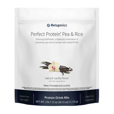 Metagenics Perfect Protein Pea &amp; Rice - Featuring OptiProtein, a Balanced Combination of Proprietary Pea and Rice Protein with Added BCAAs - Vanilla Flavor - 30 Servings - 39.15 Oz