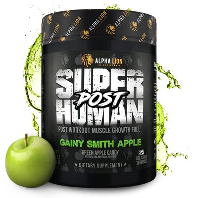 Alpha Lion Superhuman Post Workout Recovery, Muscle Builder Drink, Creatine Powder + More for Lean Muscle Growth, Strength &amp; Volume, Supplement for Women &amp; Men (25 Servings, Gainy Smith Apple)
