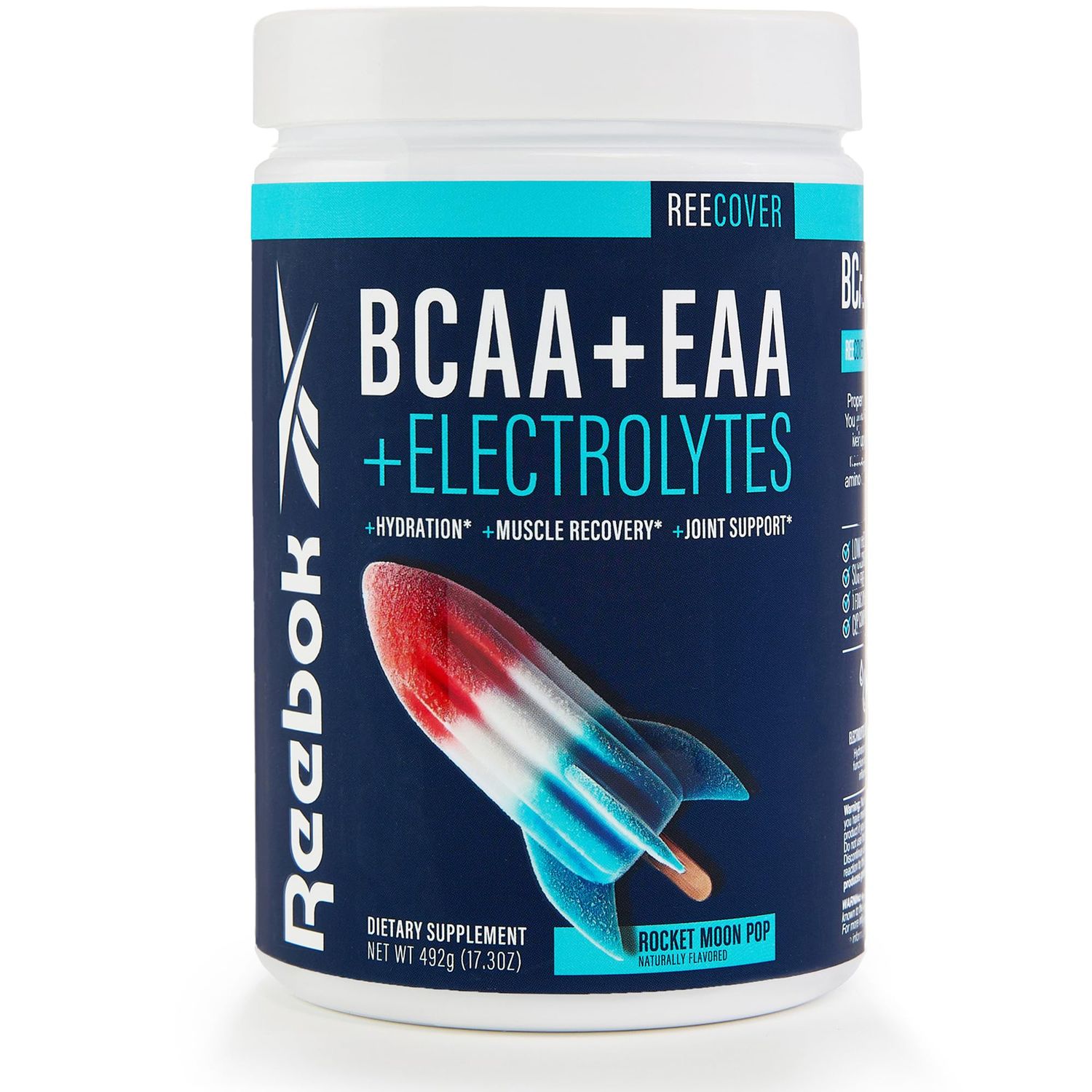 Reebok ReeCover BCAA + EAA + Electrolytes | 8g EAAs, 5g BCAAs, Hydration Matrix | Muscle Recovery, Strength | Post-Workout Support | 30 Servings | Rocket Moon Pop