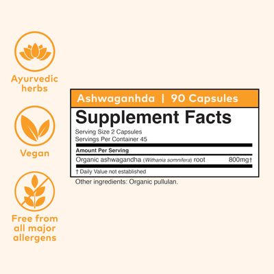 ORGANIC INDIA Ashwagandha Capsules - Organic Ashwagandha Supplement - Vegan Ashwagandha Root, Gluten-Free, Kosher, Non-GMO, Supports Stress Relief, Energy, and Sleep - 90 Capsules