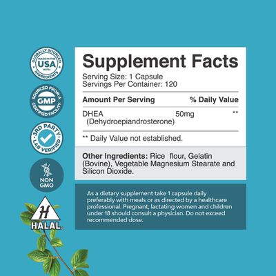 DHEA 50mg for Men and Women - High Strength DHEA Supplement for Women &amp; Men for Enhanced Energy and Hormone Balance for Women &amp; Men - Men and Women's Hormone Balance Supplement (4 Month Supply)
