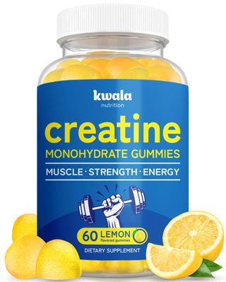Kwala Nutrition Creatine Monohydrate Gummies - Muscle Growth, Recovery, &amp; Strength for Men - 60 Servings - 5g Creatine Per 5 Creatine Gummies - Lemon Flavored - Vegan Creatine Chews