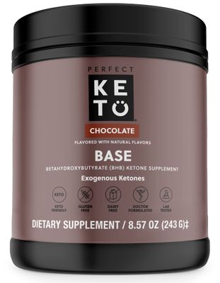 Perfect Keto Exogenous Ketones Powder, BHB Salts for Ketosis &amp; Fasting Support, Electrolytes for Hydration, Caffeine Free Energy, Chocolate, 8.57 oz