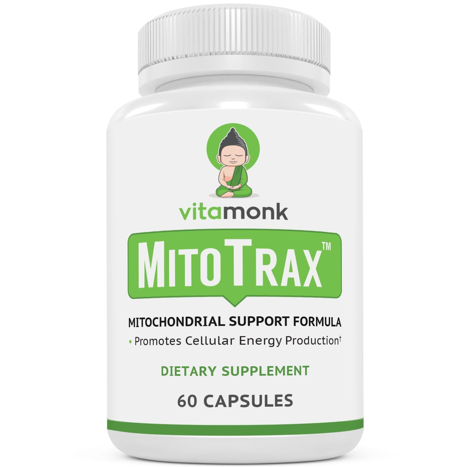 VitaMonk MITOTRAX Bio-Enhanced Mitochondrial Supplement Revitalize and Repair Cells - Mitochondrial Supplements - 100% All-Natural Cellular Mitochondrial Energy Optimizer - BioPQQ - 60 Capsules