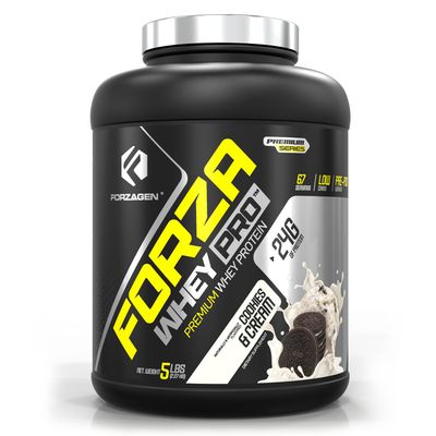 Forzagen Whey PRO Low Carb Protein Powder | 24g of Protein per Serving, Low-Sugar, Premium Whey for Shakes &amp; Mixes for Men &amp; Women, BCAA | Cookies &amp; Cream, 5 lbs. (67 Servings)
