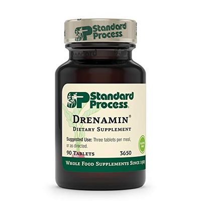 Standard Process Drenamin - Whole Food Antioxidant, Mood Support, Adrenal Support and Immune Support with Shitake, Alfalfa, Rice Bran, Riboflavin, Calcium Lactate, Choline - 90 Tablets