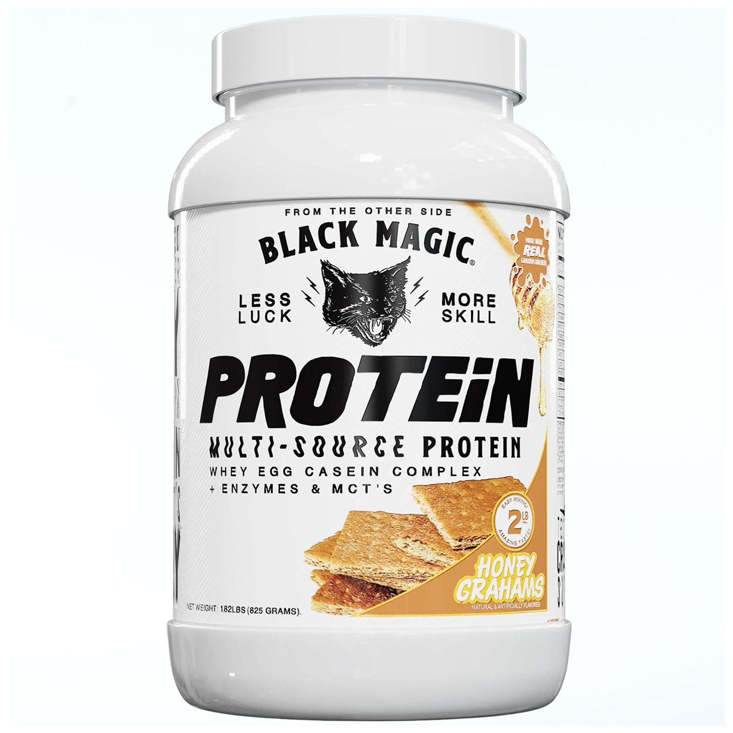 Magician Black Magic Multi-Source Whey Protein Powder - Whey, Egg, Casein Complex with Enzymes &amp; MCT&#39;s Keto, Low Sugar Pre/Post Workout Honey Graham Crackers Flavor 24g 2 LB, Pack of 1
