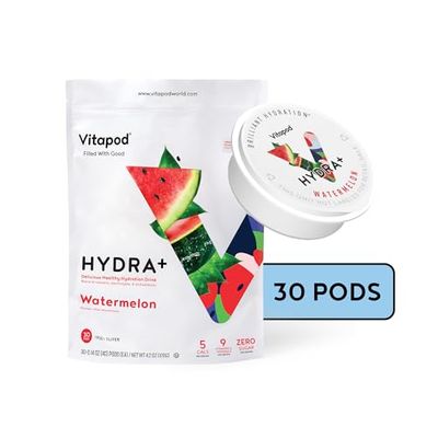 Vitapod Hydra+ Watermelon Healthy Hydration Mix - 30 Pods - Electrolytes, Antioxidants, Vitamin C, A, D, E - Water Enhancer and Beverage Mix Packet