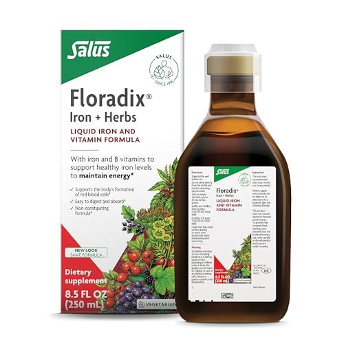 Floradix by Salus Iron &amp; Herbs - Liquid Herbal Supplement for Energy Support - Iron Supplement with Vitamin C &amp; B Complex Vitamins - Liquid Iron Supplement for Men &amp; Women - 8.5 oz