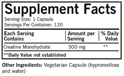 Kirkman Creatine 500 mg - Hypoallergenic | 120 Vegetarian Capsules | Amino Acid