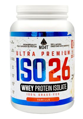 MO4T Grass Fed Whey Protein Isolate Powder, Naturally Sweetened with Monk Fruit, Clean ingredients, 1.6 Pounds, 24 Serving. Natural Vanilla Flavor- Whey protein Isolate without artificial sweeteners