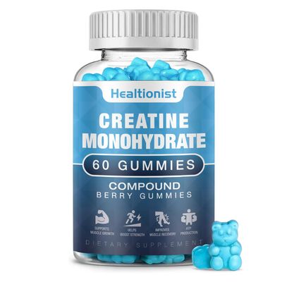 Healtionist 1 Pack Creatine Monohydrate Gummies for Men &amp; Women, Chewable Creatine Monohydrate for Muscle Strength &amp; Growth, Muscle Builder, Energy Boost, Pre-Workout Supplementm, Vegan, 60 Counts
