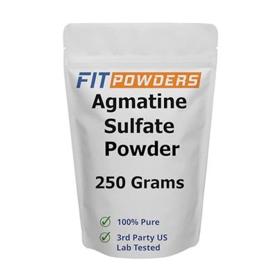 FitPowders Agmatine Sulfate Powder 250 Grams (Multiple Sizes) Strength and Pump (Nitric Oxide) 100% Pure Agmatine Powder, Vegan, Gluten-Free