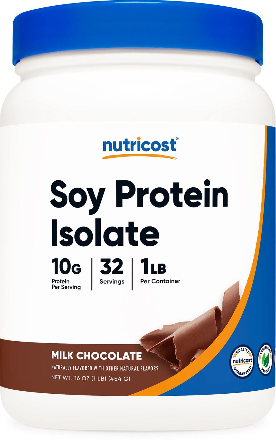 Nutricost Soy Protein Powder, 1 LB Chocolate, 10 Grams of Protein Per Serving, Vegetarian, Non-GMO &amp; Gluten Free